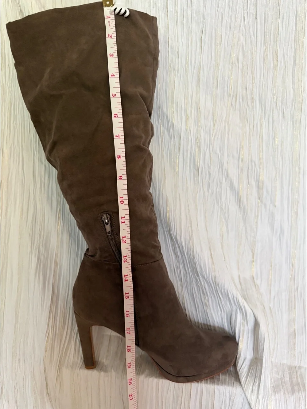 Women's Tall Brown Suede High Heel Boots